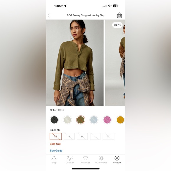 NWT Urban Outfitters- Cropped Henley Top sz small - Picture 3 of 3